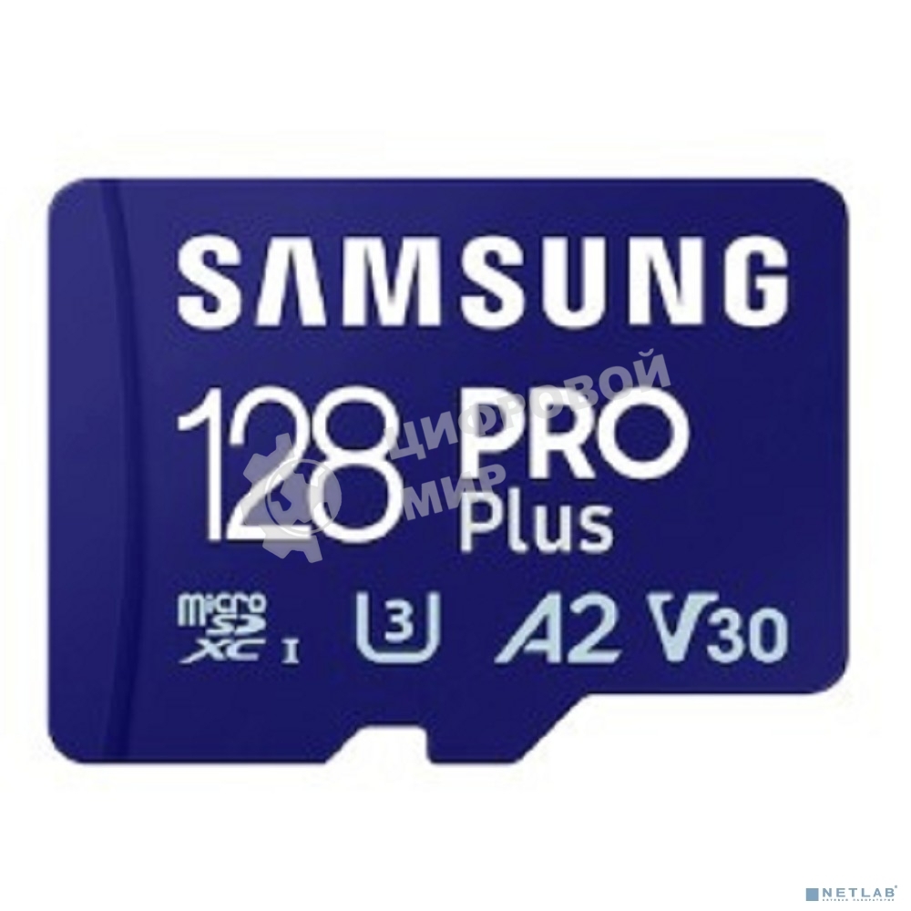 Флеш карта microSDXC 128GB Samsung PRO Plus Class 10, A2, V30, UHS-I (U3), W 130 МБ/с, R 180 МБ/с, MB-MD128SA/KR адаптер на SD
