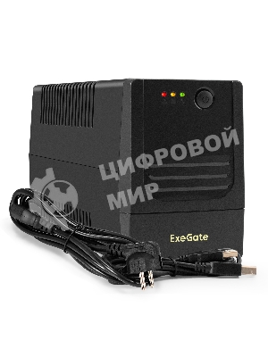 Источник бесперебойного питания ExeGate Power NB-650.LED.AVR.4C13.USB (650VA/390W, LED, AVR, 4*C13, USB, батарея 12V 7Ah, черный)