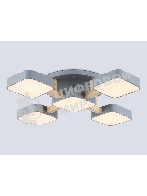 Светильник Ambrella light FL4882/5 GR/WD серый/дерево 90W 3000-6000K 675*675*110 (без ПДУ)