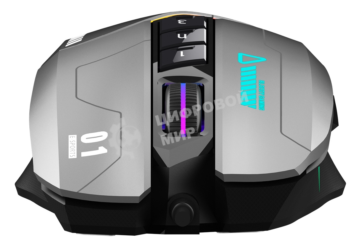 Мышь проводная A4Tech Bloody W60 Max серый/черный, 10000 dpi, USB, кнопки - 10