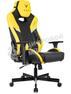 Кресло игровое Knight Thunder 5X черный/желтый эко.кожа крестов. металл