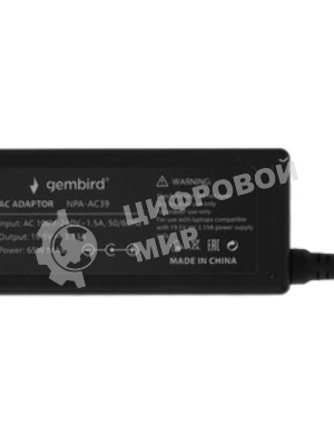 Блок питания Gembird для ноутбуков HP NPA-AC39, 19.5В/3.33А, 65Вт, штекер 4.5x3мм, коробка