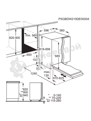 Встраиваемая посудомоечная машина ELECTROLUX EEG88600W/Встраиваемая полногабаритная посудомоечная машина, загрузка на 14 комплектов посуды, сенсорное управление, 8 программ, 59.6x56x82 см, черный, сушка: с открыванием дверцы, индикация на полу: проекция дисплея