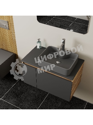 Комплект: тумба Bau Dream Blackwood графит 80, раковина BAU Cerama 48х37, темно-серая, смеситель Hotel Dream, нерж сталь, выпуск клик клак хром