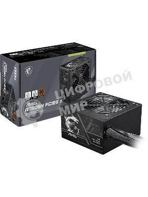 Блок питания MSI MAG A750BN PCIE5 II, 750Вт, 80+ Bronze, 120мм, немодульный, черный
