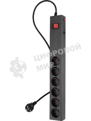 Сетевой фильтр Buro 600SE-16-3-B 3м (6 розеток) черный (коробка)