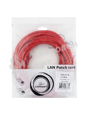 Патч-корд UTP Cablexpert cat.5e, 5м, литой, многожильный, красный