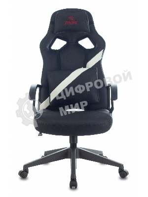 Кресло игровое Zombie DRIVER черный/белый, искусственная кожа, с подголов. крестовина пластик