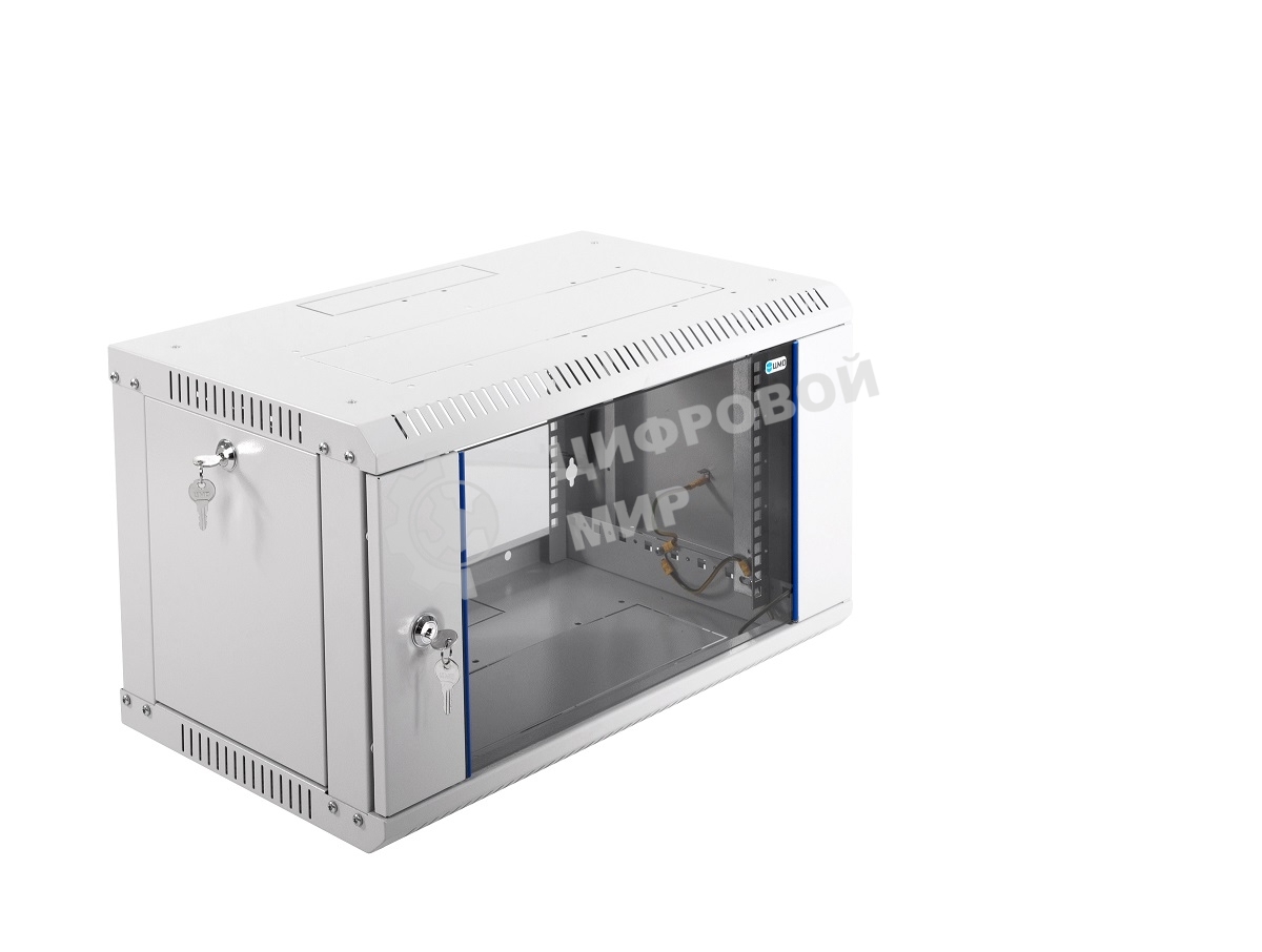 Шкаф настенный ЦМО ШРН-Э-6.350 6U 600x350 мм пер. дв. стекл несъемные бок. пан. серый