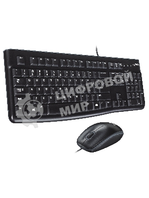 Комплект клавиатура+мышь Logitech MK120 проводной, USB, 1000 DPI, чёрный(заводская гравировка)