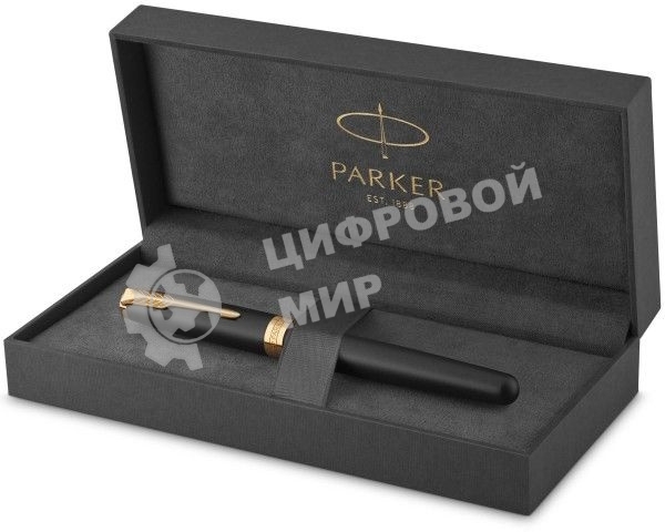Ручка роллер Parker Sonnet Core T528 (CW1931518) Matte Black GT, F, черные чернила, подарочная коробка