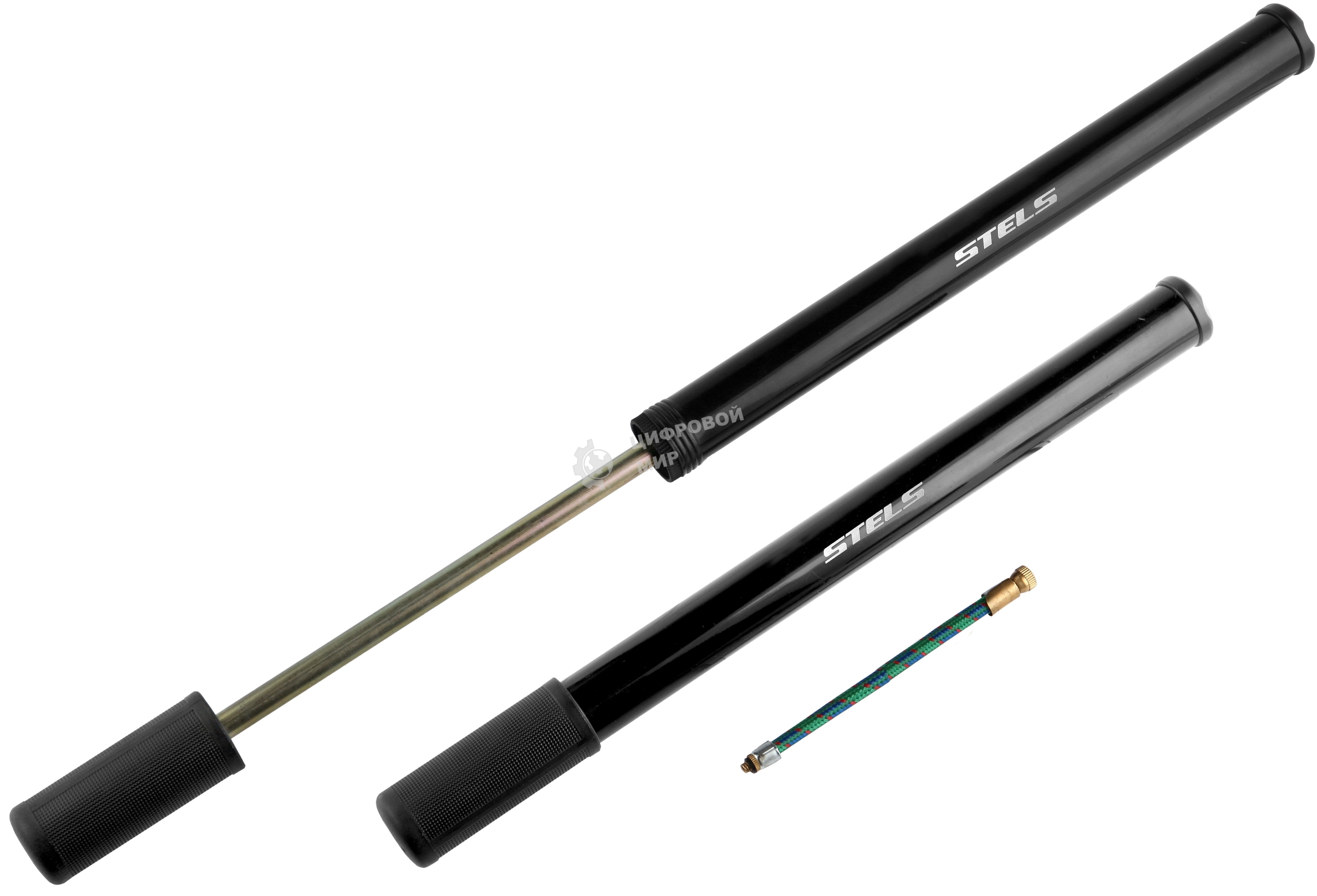 Насос ручной HPS-295-3 Stels пластиковый чёрный (41 см) Насос ручной велосипедный HPS-295-3, диаметр 30мм, длина 410 мм, с логотипом 