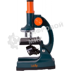 Микроскоп Levenhuk LabZZ M1 монокуляр 100-300 на 3 объектива зеленый/оранжевый