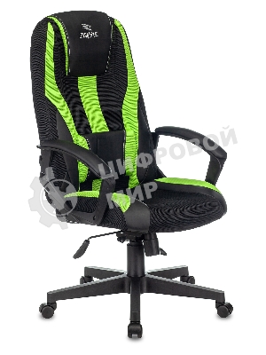 Кресло Бюрократ Zombie 9 черный/салатовый, экокожа, 120 кг, механизм качания