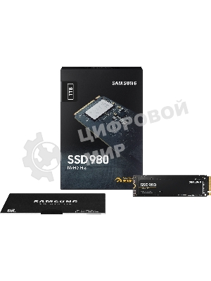 Накопитель SSD Samsung 980, 1000Gb, PCIe 3.0 x4, M.2 2280, NVMe, R/W 3500/3000