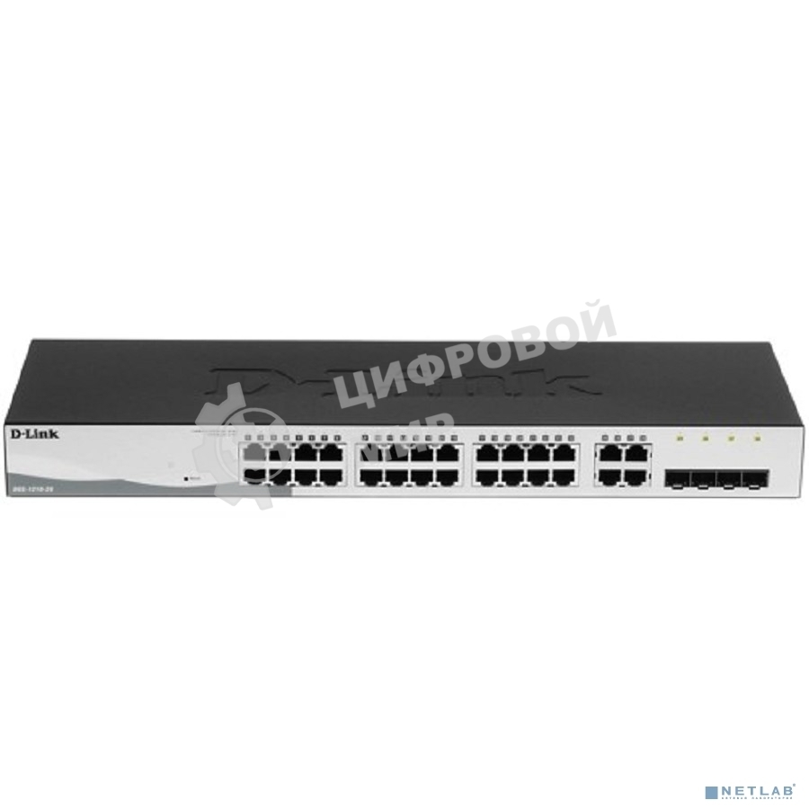 Коммутатор настраиваемый WebSmart с 24 портами 10/100/1000Base-T и 4 комбо-портами 100/1000Base-T/SFP D-Link DGS-1210-28/F3A