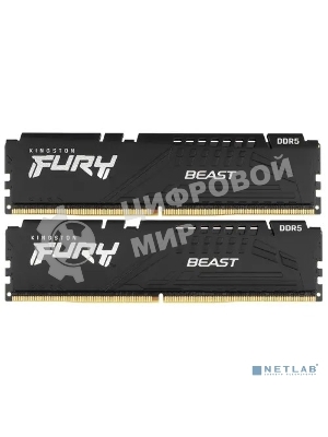 Оперативная память Kingston Fury Beast, DDR5, 16GB (2x8GB), 6000MHz, CL36, с радиаторами, черный