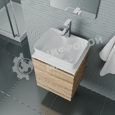 Тумба Bau Dream Blackwood 50 с дверцей, раковина BAU Cerama 48х37 белая, смеситель Hotel Still, нерж. сталь, выпуск клик клак, белый