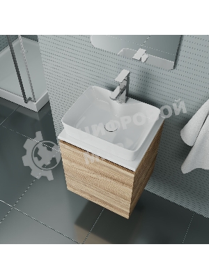 Тумба Bau Dream Blackwood 50 с дверцей, раковина BAU Cerama 48х37 белая, смеситель Hotel Still, нерж. сталь, выпуск клик клак, белый