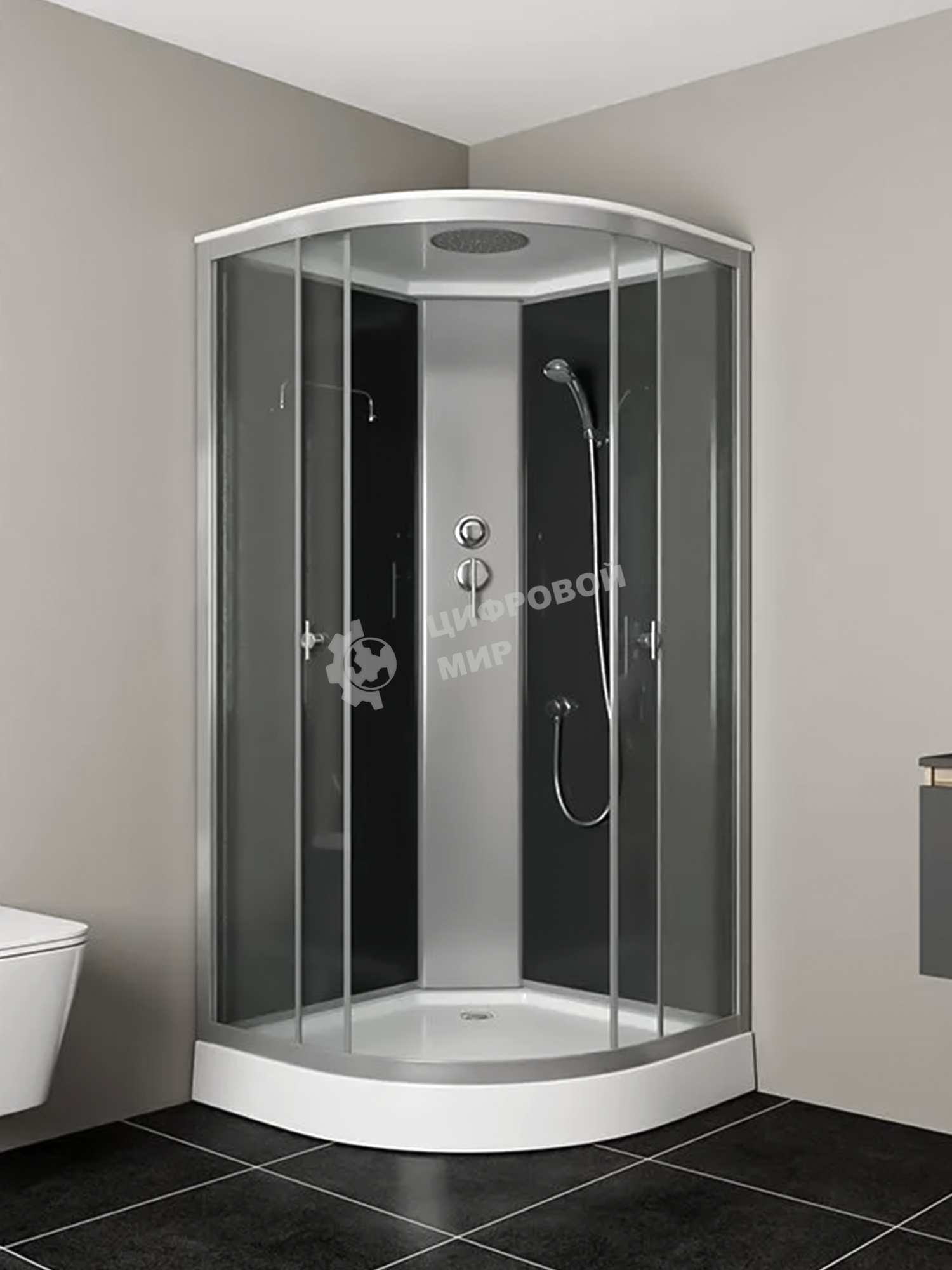 Душевая кабина BAU Dream Hit Black 100x100х215, прозрачное закаленное стекло, черная