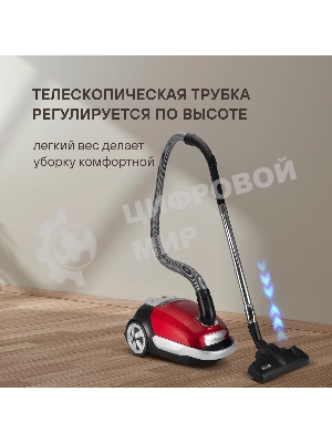 Пылесос Rondell RDE-2054 красный/черный, 400/2000 Вт, уборка сухая, пылесборник мешок 2.3 л