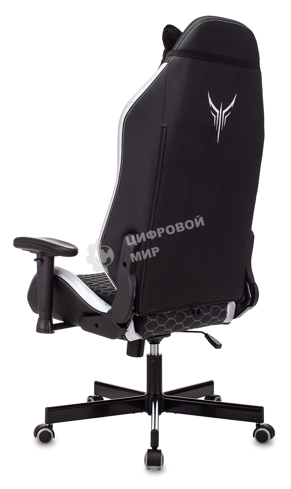 Кресло игровое Knight Neon черный/серебряный соты эко.кожа с подголов. крестовина металл