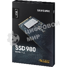 Накопитель SSD Samsung 980, 1000Gb, PCIe 3.0 x4, M.2 2280, NVMe, R/W 3500/3000