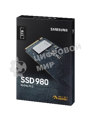Накопитель SSD Samsung 980, 1000Gb, PCIe 3.0 x4, M.2 2280, NVMe, R/W 3500/3000