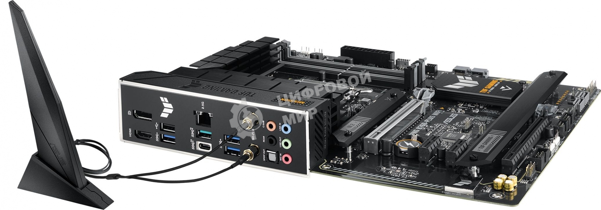 Материнская плата ASUS TUF GAMING B760-PLUS WIFI, LGA 1700, Intel B760, 4xDDR5, 4xSATA, 3xM.2, 1xPCI-E 5.0 x16, 1xPCI-E 3.0 x4, 1xUSB-A 3.2 Gen 2, 3xUSB-A 3.2 Gen 1, 1xUSB-C 3.2 Gen 2x2, 1x2.5Gb LAN, 5x3.5 мм, 7.1, Wi-Fi 6, Bluetooth 5.2, Standard-ATX