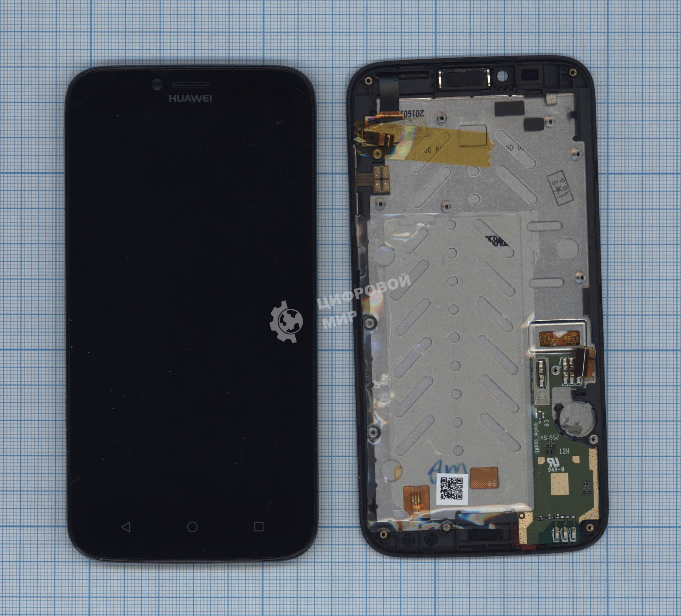 Дисплей для Huawei Ascend Y625 черный с рамкой