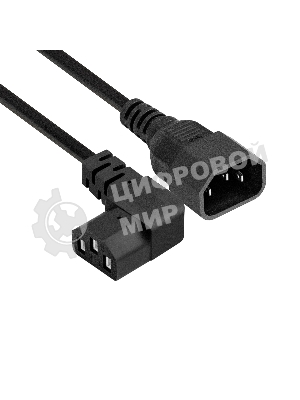 Кабель питания ExeGate Power EC-1P (C13 угловой->C14, VDE-250V-3*1.0мм2, медь, черный, 16A, 1 м)