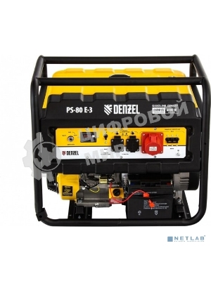 Электрогенератор бензиновый Denzel PS 80 E-3, 6.5 кВт, 85 дБ, 87 кг