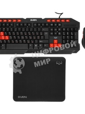 Комплект клавиатура + мышь SVEN GS-9200 игровые клавиатура, мышь и коврик
