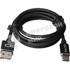 Кабель Qumo Type-С кабель, 1м, USB 2.0, 5В, 2А, 10Вт, PVC оплетка, PVC molded коннектор, черный