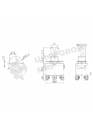 Тумблер Rexant 250V 15А (6c) ON-ON двухполюсный