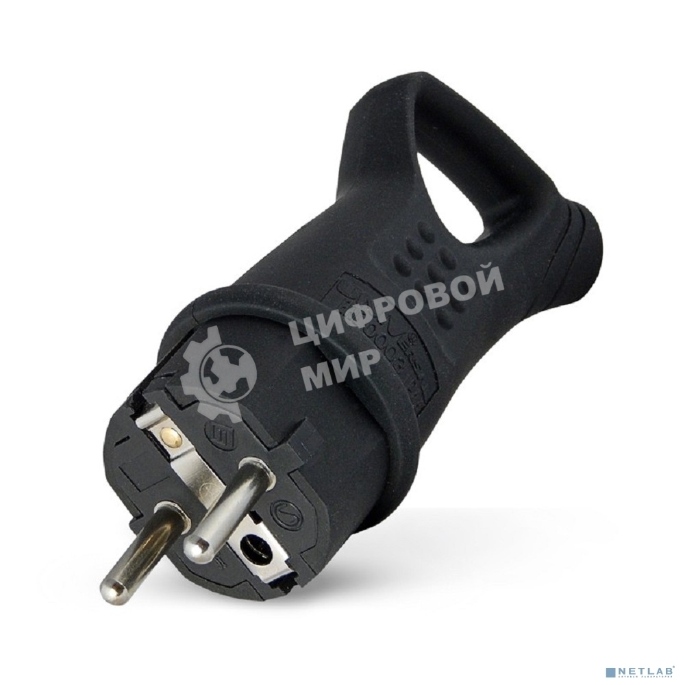 Вилка угловая с ушком c заземлением каучук 16А 250В IP44 (0003) UNIVersal