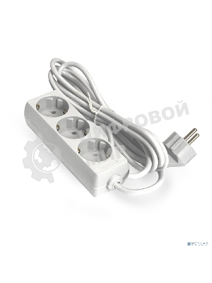 Удлинитель ExeGate ECE-3-3W (EX285806RUS), белый, 3 м, Евровилка с заземлением, 3 евророзетки с заземлением, 2200 Вт