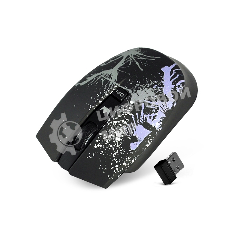 Мышь беспроводная Crown CMM-930W черный, 1600 dpi, радиоканал, USB, кнопки - 4