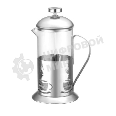 Френч-пресс MALLONY (кофе-пресс) стеклянный, 600 мл, в корп из нерж ст, ALITO