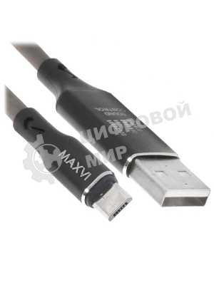 Кабель Maxvi MC-01F black USB-A - microUSB, 2A Плоский кабель, ток макс. нагрузки 2А, макс. напряжение 5V; стандарт USB 2.0; длина 1м, материал PVC, черный