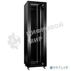 Шкаф телекоммуникационный напольный Cabeus, IP20, 42U, 2055х600х1000 мм (ВхШхГ), дверь: стекло, боковая панель: сплошная, разборный, цвет: чёрный