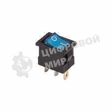 Выключатель клавишный Rexant 12V 15А (3с) ON-OFF синий с подсветкой Mini