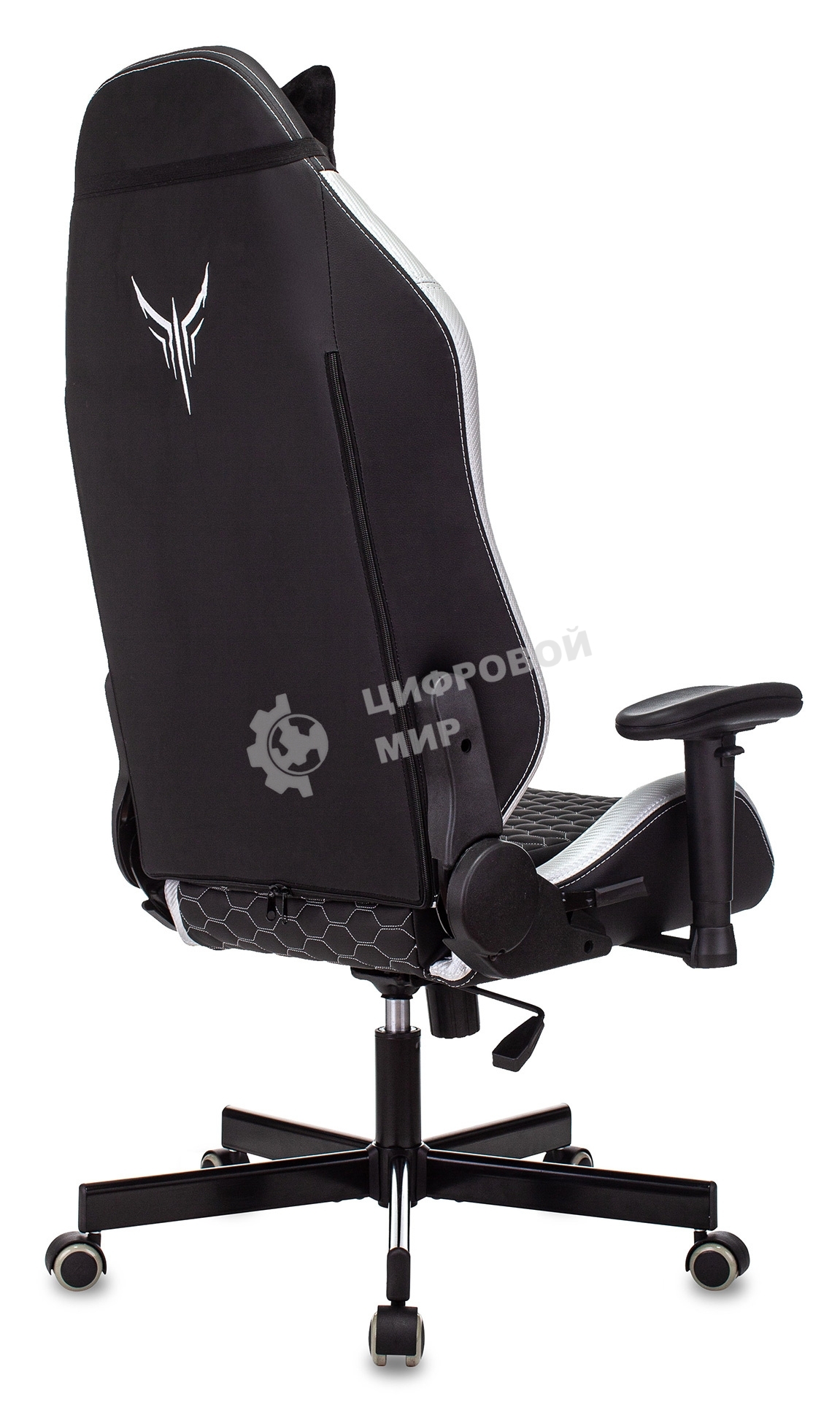 Кресло игровое Knight Neon черный/серебряный соты эко.кожа с подголов. крестовина металл