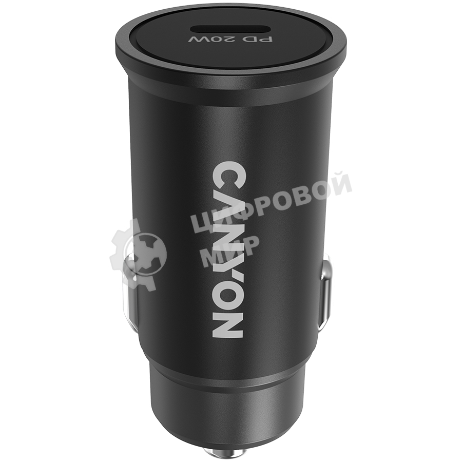 Автомобильный адаптер Canyon, PD 20W Pocket size car charger, input: DC12V-24V, output: PD20W, support iPhone12 PD fast charging, Compliant with CE RoHs, Size: 50.6x23.4x23.4, 18g, черный