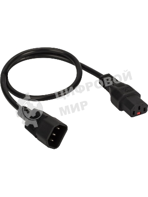 Шнур питания с блокировкой C13-C14, 3х0.75, 220В, 10А, черный, 2 метра