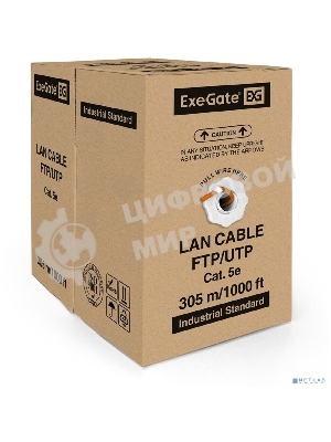 Кабель ExeGate UTP 4 пары кат.5e медь, 24AWG, LSZH, бухта 305м, оранжевый