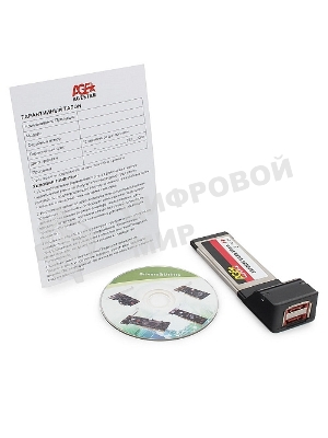 Контроллер eSATAII AgeStar as-eces2-s, Expresscard, порты: 2 х внешн. eSATAII (SILICON 3132 chip)