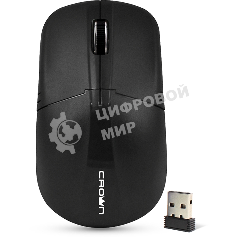 Мышь беспроводная Crown CMM-932W черный, 1000 dpi, радиоканал, USB, кнопки - 3