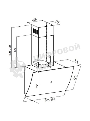Вытяжка каминная Lex Plaza GS 900 WH белый управление: сенсорное (1 мотор)