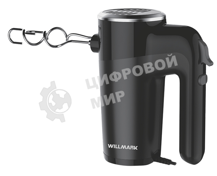 Миксер Willmark WHM-7003 (500Вт, 6 скоростей, насадки для взбивания/для теста, черный)